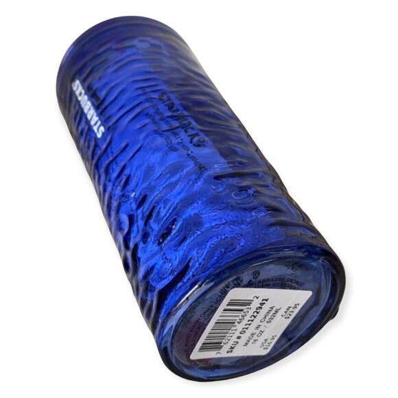 Starbucks 2021 Cobalt Blue~Wave Glass~18oz Tumbler with Pink Straw~HTF~NEW!!! - Picture 2 of 3